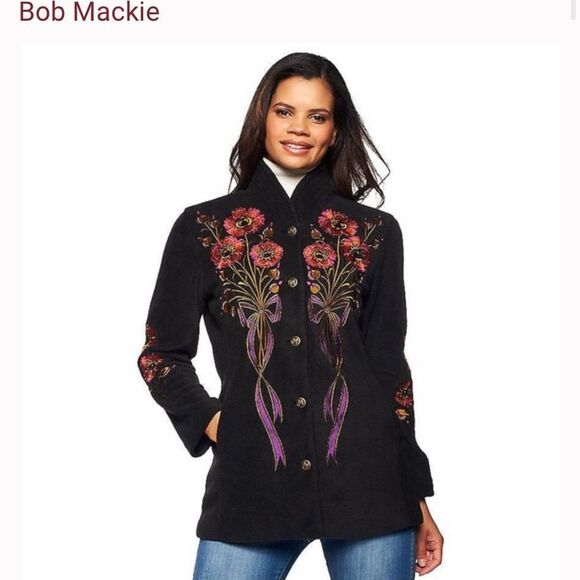 Bob Mackie Long Coat Fleece Wearable Art Vintage with Vintage Perfume Bundle